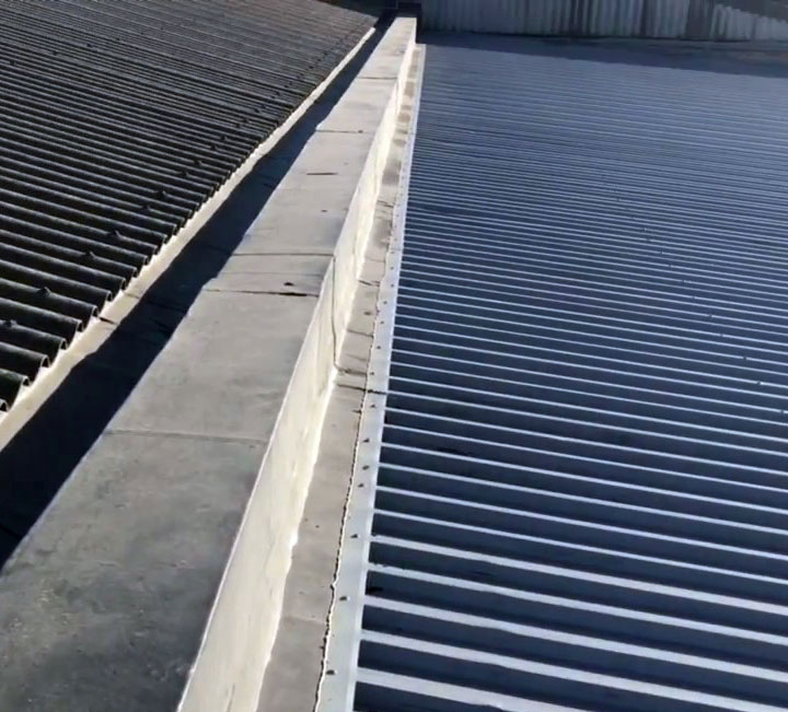 Box gutter waterproofing on an industrial building